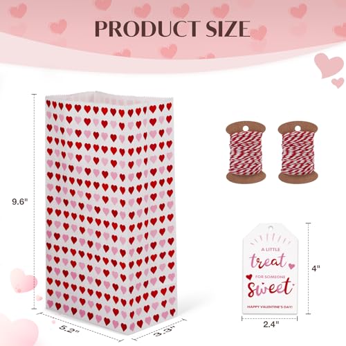 AISunGoo 30 Pcs Valentines Day Gift Bags with Cards for Kids Classroom Parties, Paper Treat Bags for Valentines Party Favors - Image 2