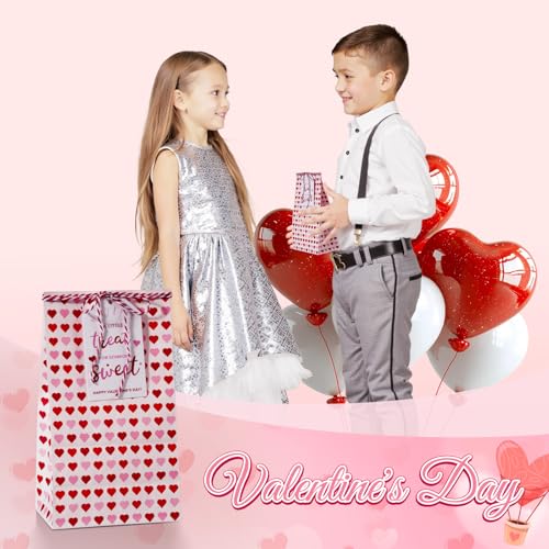AISunGoo 30 Pcs Valentines Day Gift Bags with Cards for Kids Classroom Parties, Paper Treat Bags for Valentines Party Favors - Image 4