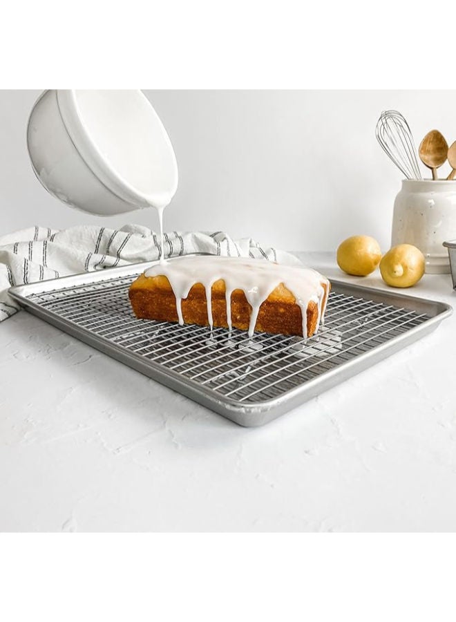 USA Pan Bakeware Extra Large Sheet Baking Pan And Bakeable Nonstick Cooling Rack Set, Xl, Metal -Silver - Image 3