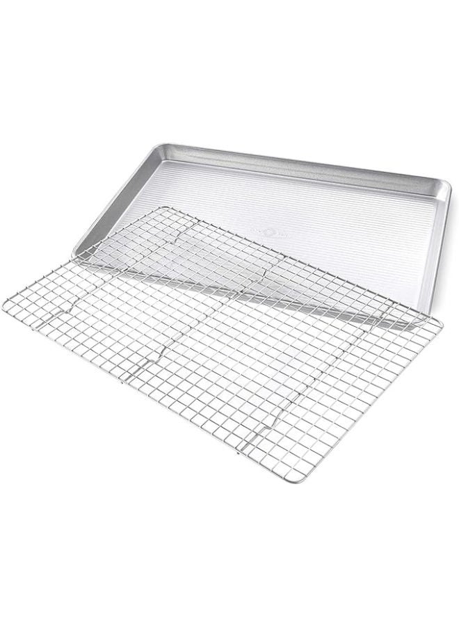 USA Pan Bakeware Extra Large Sheet Baking Pan And Bakeable Nonstick Cooling Rack Set, Xl, Metal -Silver - Image 2