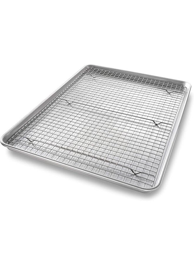 USA Pan Bakeware Extra Large Sheet Baking Pan And Bakeable Nonstick Cooling Rack Set, Xl, Metal -Silver - Image 1