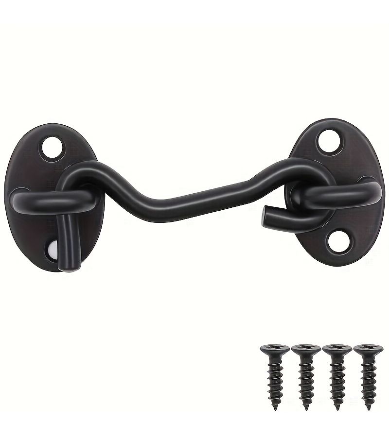 Heavy Duty Solid Barn Door Latch 6 Inch Sliding Door Lock with Screws Safety Door Lock for Home Bathroom Pet Door Industrial Hardware Metal Clasp Black - Image 2