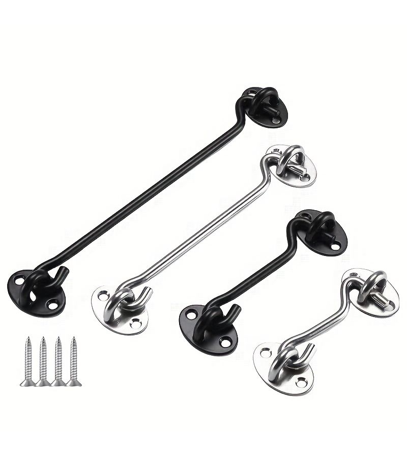 Heavy Duty Solid Barn Door Latch 6 Inch Sliding Door Lock with Screws Safety Door Lock for Home Bathroom Pet Door Industrial Hardware Metal Clasp Black - Image 1