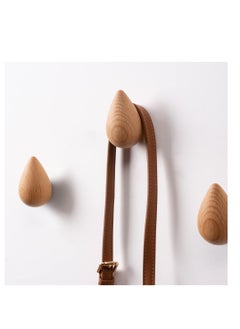 SYOSI Cute Water Drop Shaped Wooden Hooks,Decorative Wooden Wall Hooks for Hanging Hats, Jackets and More! All Natural, Solid Wood Hooks, Each Set Includes 4 Wall Hooks and Hardware  - Image 2