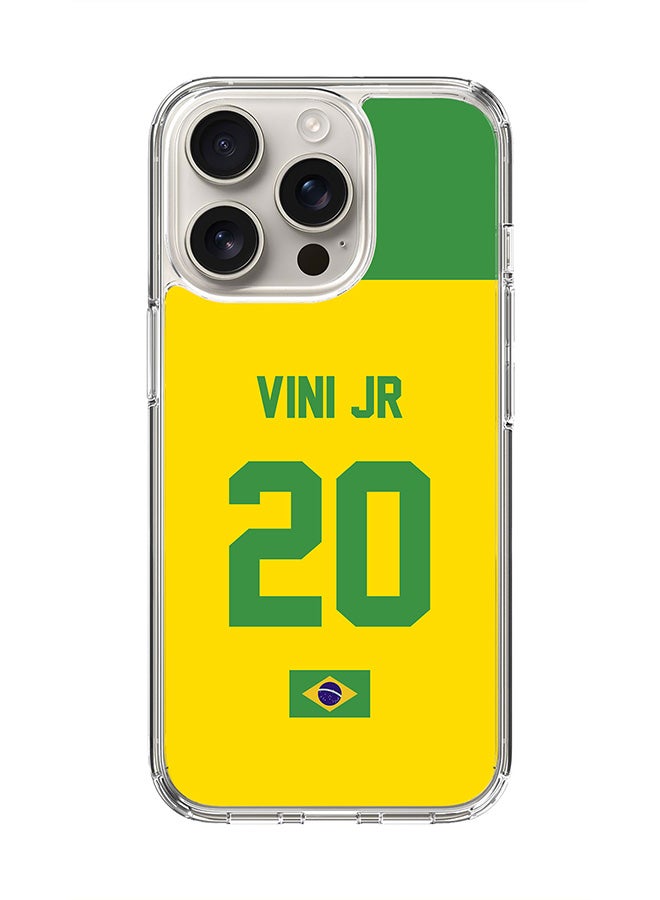 Stylizedd For iPhone 16 Pro Case [Compatible with MagSafe] Slim Magnetic cover Clear Phone Case - Football Team - Brazil, Vini Jr - Image 1
