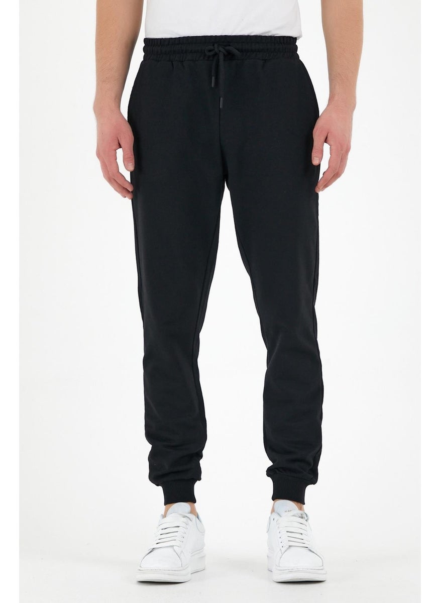 Comeor - Black Men's Sweatpants with Label Back and Side Pockets Regular Fit10 - Image 1