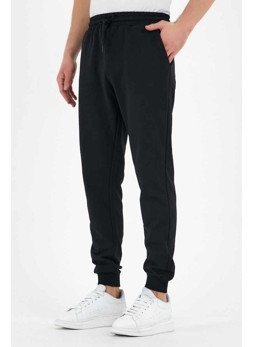 Comeor - Black Men's Sweatpants with Label Back and Side Pockets Regular Fit10 - Image 1