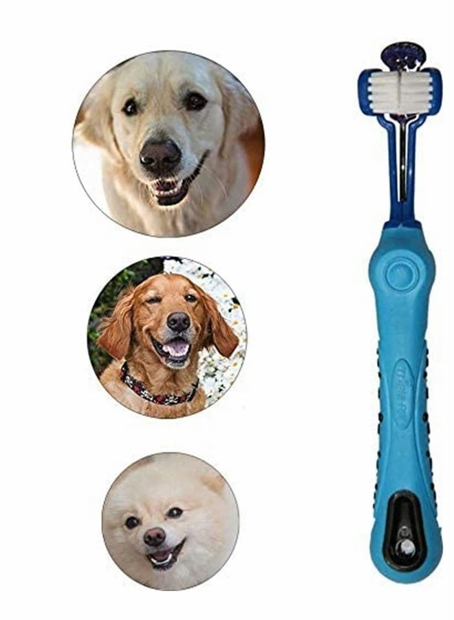 Pet Toothbrush, 2 Pack Three Sided Pet Toothbrush Dog Brush Remove Bad Breath Tartar Teeth Care Dog Cat Cleaning Mouth (Blue, Orange） - Image 4