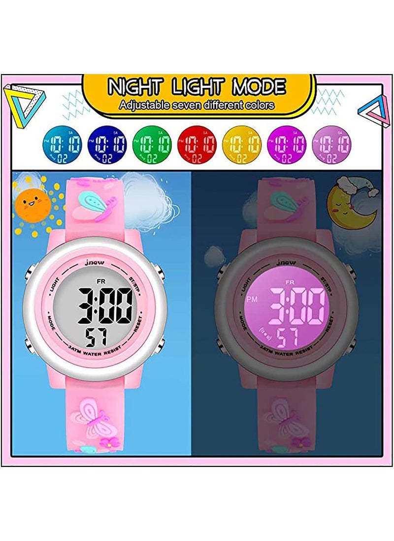SYOSI Toddler Kids Digital Watches for Girls Boys, 3D Cute Cartoon 7 Color Lights Waterproof Sport Electronic Wrist Watch with Alarm Stopwatch for 3-10 Year Children - Image 3