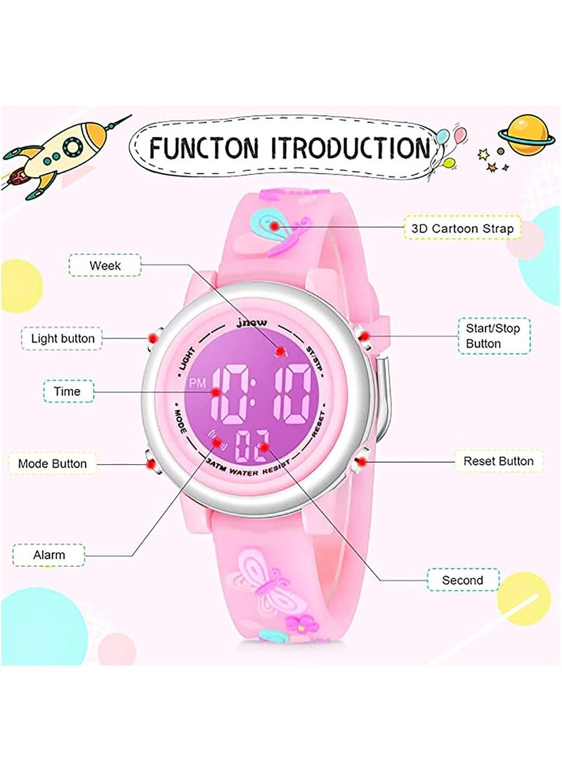 SYOSI Toddler Kids Digital Watches for Girls Boys, 3D Cute Cartoon 7 Color Lights Waterproof Sport Electronic Wrist Watch with Alarm Stopwatch for 3-10 Year Children - Image 2