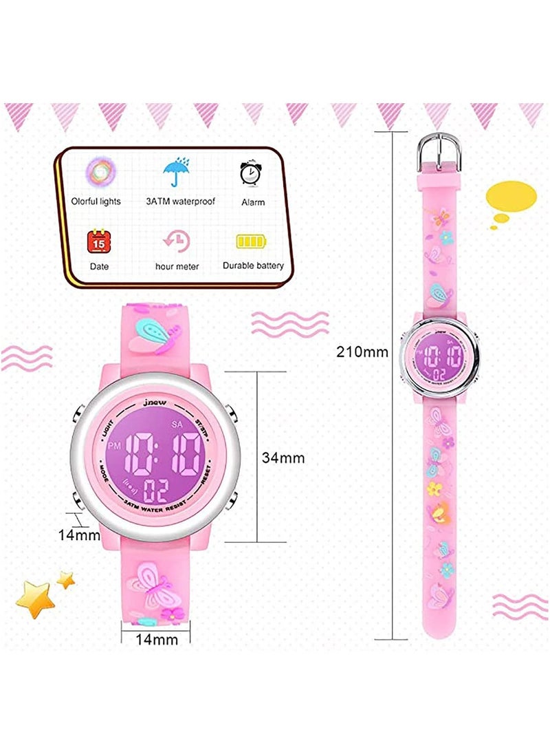 SYOSI Toddler Kids Digital Watches for Girls Boys, 3D Cute Cartoon 7 Color Lights Waterproof Sport Electronic Wrist Watch with Alarm Stopwatch for 3-10 Year Children - Image 5