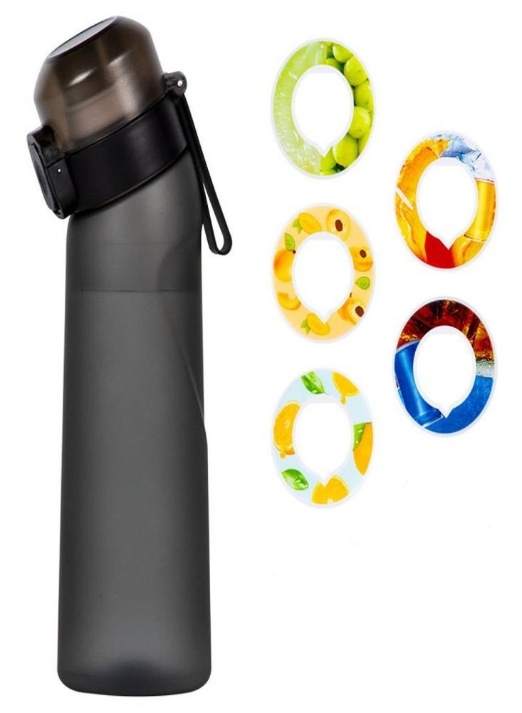 Oasisgalore Oasisgalore Sports Air Water Bottle 22oz with 5 Air Fruit Flavor Pods of 0% Sugar Fruit Fragrance Water Bottle for Sports Gym Outdoor(Black)