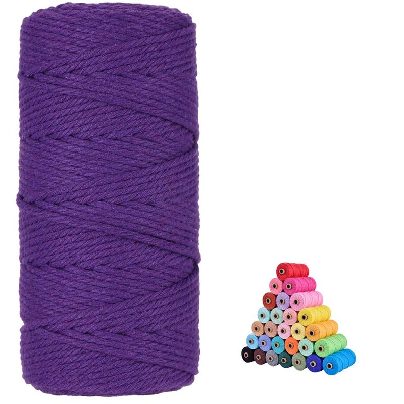 Macrame Cord3mm x109 Yard Twine String Cord Colored Cotton Rope Craft Cord for DIY Crafts Knitting Plant Hangers Christmas Wedding Dcor Deep Purple 3mm109yards