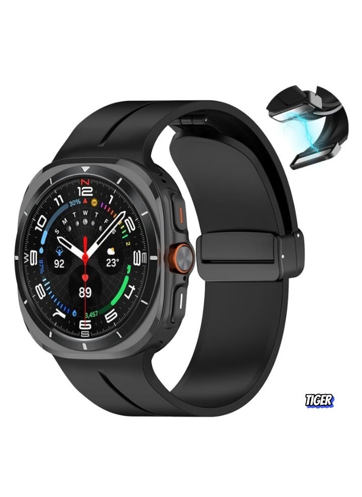 TIGER Magnetic Band Compatible with Samsung Galaxy Watch 7 Ultra 2024 – Silicone Sports Strap, D-Buckle Replacement, No Gap Design, Magnetic Closure, Stylish and Comfortable Band for Men & Women - Image 1