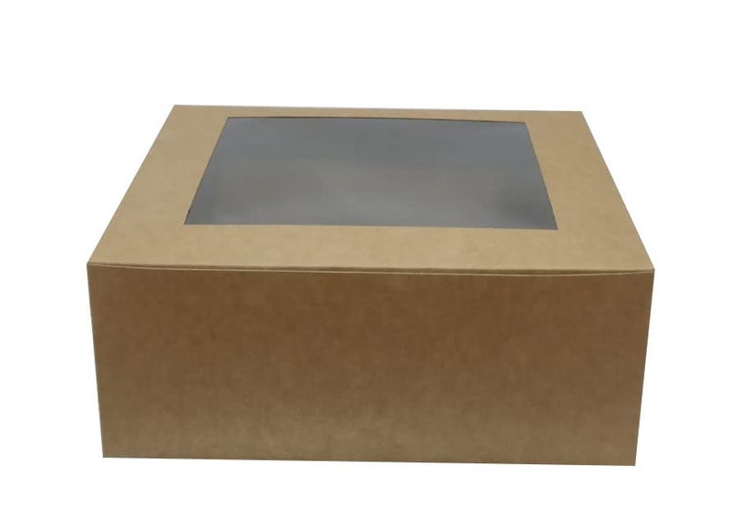 NIPS PACKAGING PVT LTD صناديق كعك نيبس 1 كجم أو 2 رطل صناديق كعك نافذة 10 × 10 × 4 صناديق كرافت باللون البني مجموعة من 50 - Image 3