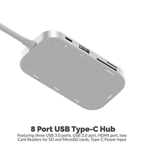 SABRENT محور USB Type-C 8 في 1 من SABRENT مع مخرج HDMI (4K)، 3 منافذ USB 3.0، 1 منفذ USB 2.0، قارئ بطاقات متعدد SD/MicroSD [دعم 4K وتوصيل الطاقة] (DS-UHCR) - Image 5