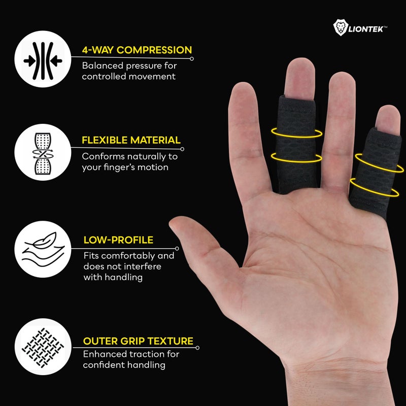 LIONTEK Single Flow Finger Sleeve V3 Pair â€” Joint Support & Compression for Activity, BJJ, Fitness, Volleyball, Basketball, and More - Image 2