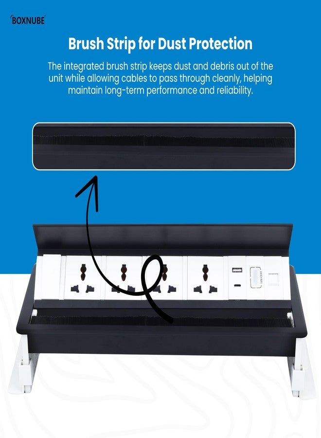 لوحة تمديد كابلات BOXNUBE Fliptop Box Cable Cubby مزودة بمفتاح تشغيل/إيقاف، ومقبس طاقة عالمي، ومنافذ LAN وHDMI وUSB-A وUSB-C (أسود) - Image 2