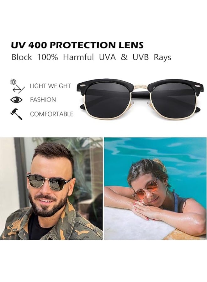 HDCRAFTER Semi-Rimless Polarized Sunglasses UV 400 Protection for Women Men - Image 4