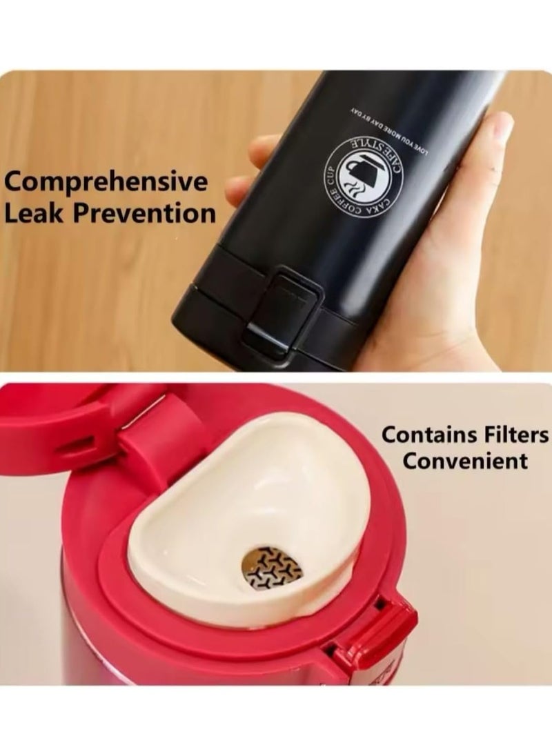 QSHOP - QSHOP® Premium Vacuum Flask,  Easy to Use One-Touch Button to Open and Close the Cup, Keeps Your Drinks Hot for Long Hours - Image 1