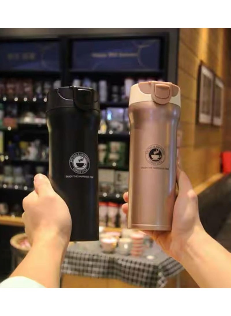 QSHOP - QSHOP® Premium Vacuum Flask,  Easy to Use One-Touch Button to Open and Close the Cup, Keeps Your Drinks Hot for Long Hours - Image 1