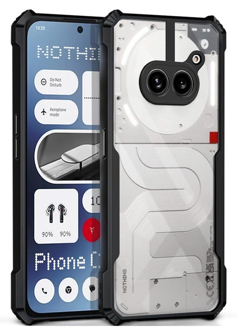 Nothing Phone 2a Clear Hard PC Back Cover Case with Shockproof Premium TPU Black Border 360 Degree Impact Resistant Camera lens Protection Transparent Cover For Nothing Phone 2a