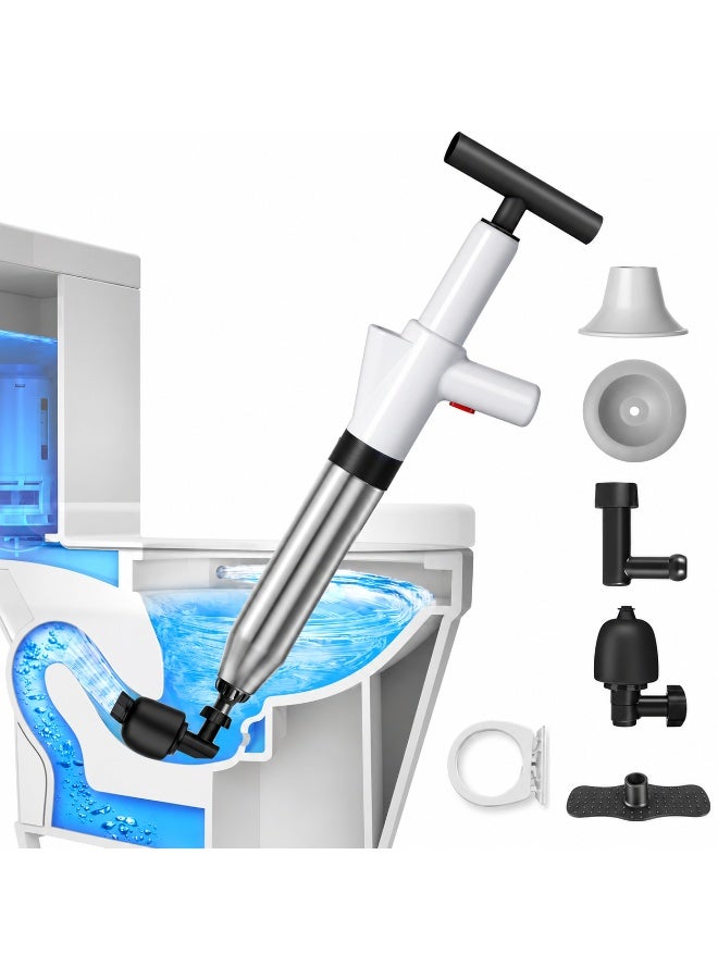 Heavy Duty Manual Toilet Plunger, High Pressure Air Drain Cleaner, Drain Blockage Remover for Toilet Sink Bathtub Kitchen Pipe, Multi Purpose Plumbing Tool - Image 1