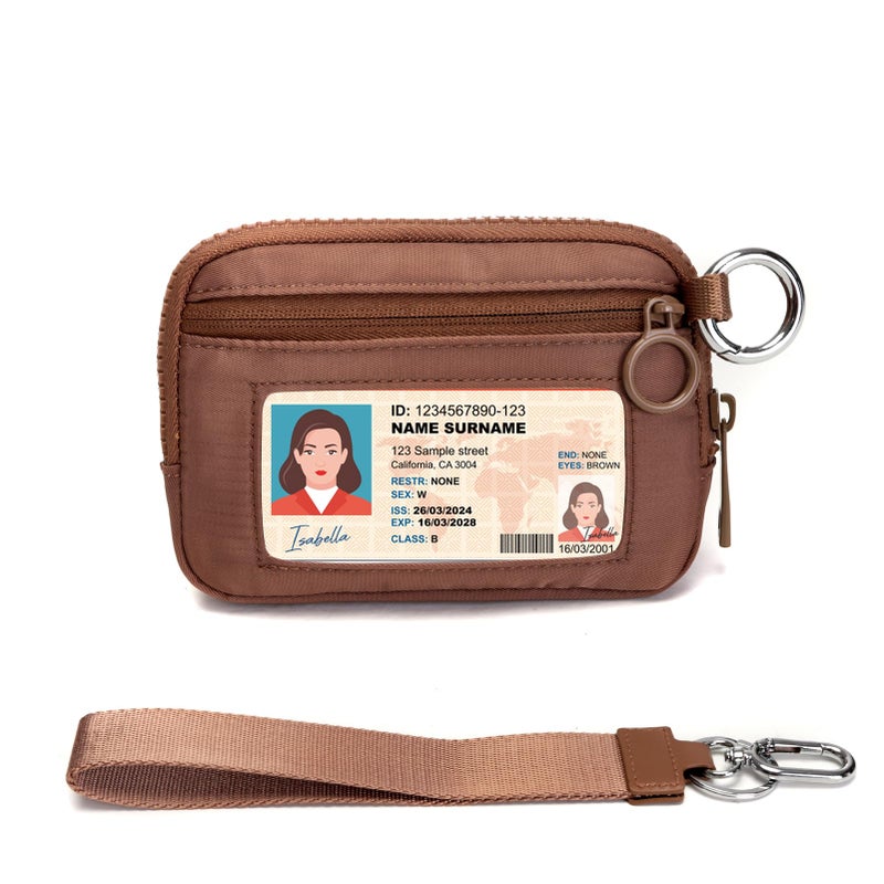 YDF Keychain Wallet Mini Zip Around Wristlet Wallets for Women Detachable Wristlet Portable Coin Purse Small Wallets Brown - Image 1