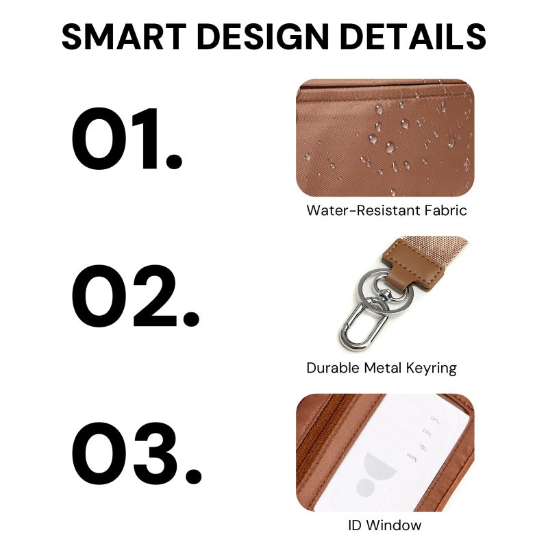 YDF Keychain Wallet Mini Zip Around Wristlet Wallets for Women Detachable Wristlet Portable Coin Purse Small Wallets Brown - Image 3