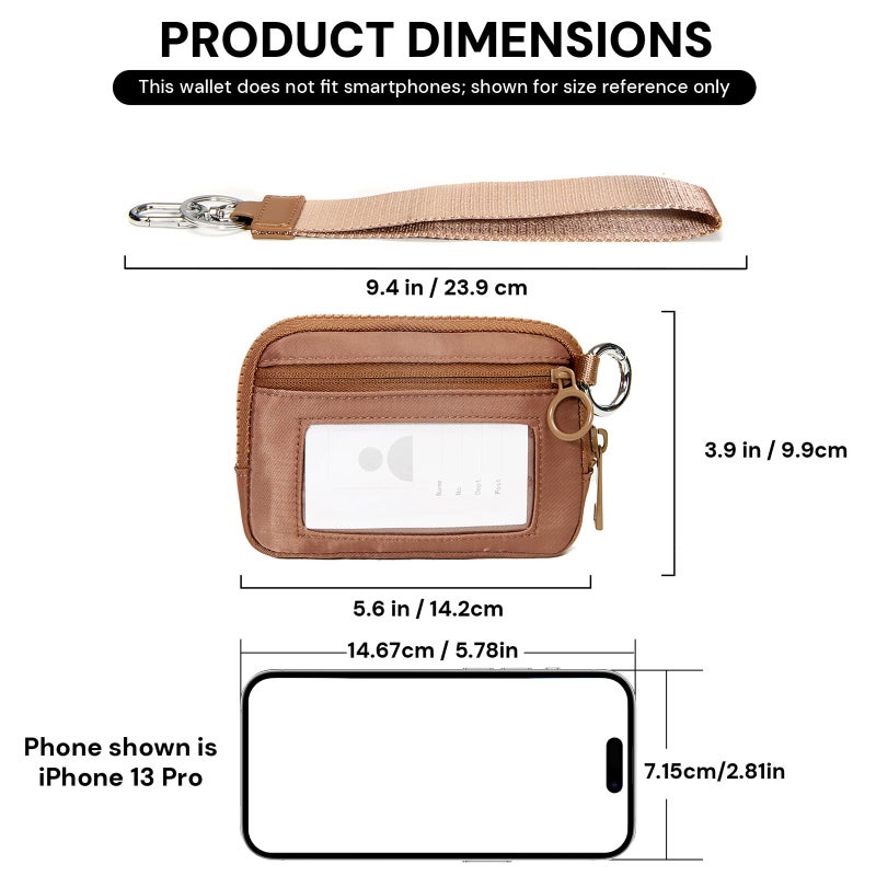 YDF Keychain Wallet Mini Zip Around Wristlet Wallets for Women Detachable Wristlet Portable Coin Purse Small Wallets Brown - Image 2
