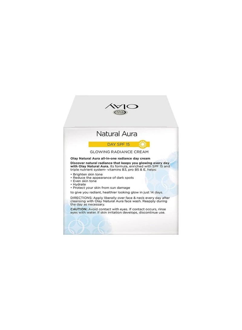 Olay Natural Aura Day Cream with SPF 15 | Glowing Radiance Cream | With Niacinamide and Vitamin E | Normal, Oily, Dry, Combination Skin | 50g - Image 2