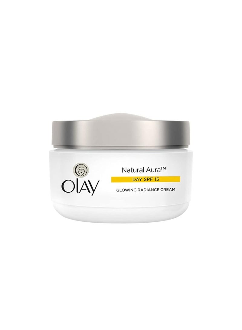 Olay Natural Aura Day Cream with SPF 15 | Glowing Radiance Cream | With Niacinamide and Vitamin E | Normal, Oily, Dry, Combination Skin | 50g - Image 1
