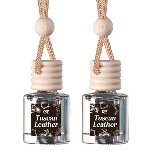 CE Craft Co Hanging Car Air Freshener Diffuser 2 Pack Long Lasting Fragrance Oil Car Freshener Glass Bottle Auto Air Freshener Made in USA Tuscan Leather - Image 1