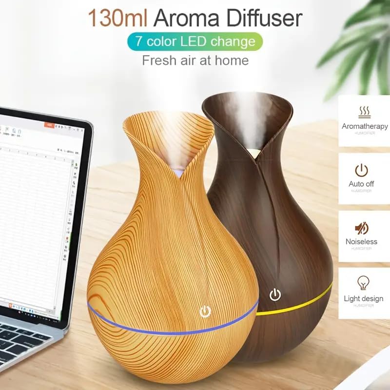 FITTO Relaxing Cool Mist Humidifier with Color Changing LEDs | Quiet Ultrasonic Humidifier for Bedroom, Office & Baby Room | Essential Oil Diffuser | Auto Shut-Off & Adjustable Mist Levels - Image 3