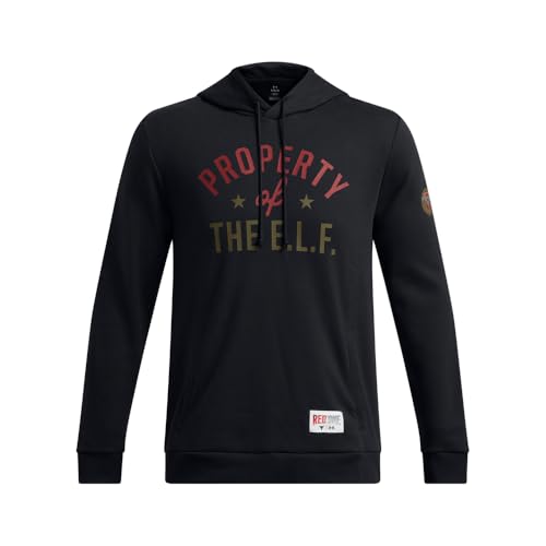 Under Armour Men's Project Rock Red One E.L.F. Hoodie, (001) Black / / White, X-Large - Image 2
