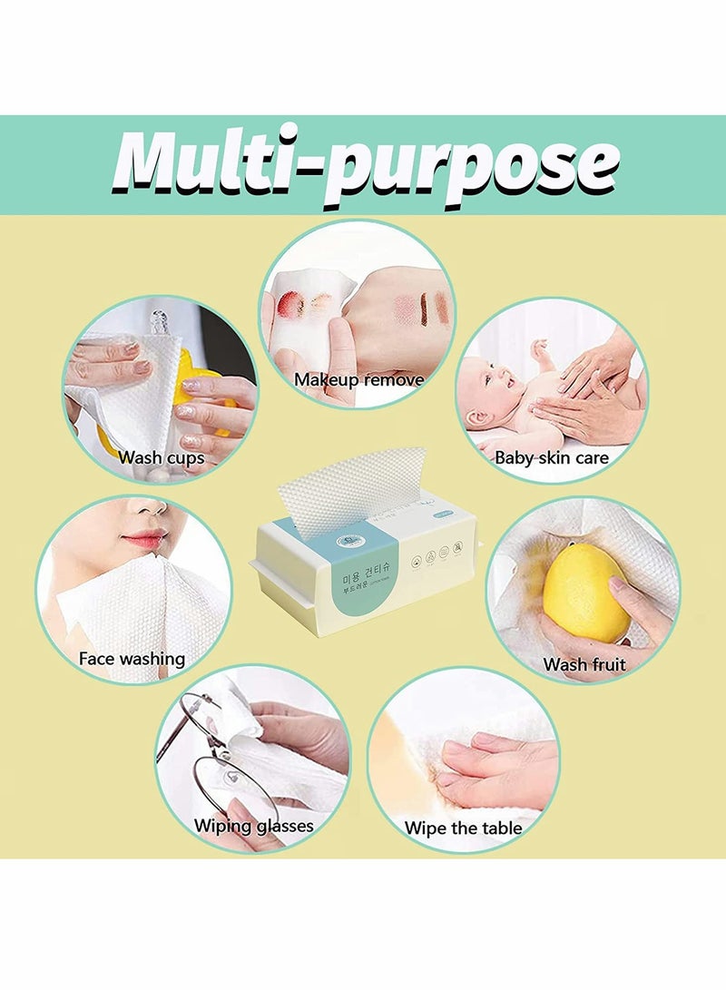 SOLARAE Disposable Face Towels - Soft Cotton Dry Facial Tissue for Deep Cleansing, Skincare, Makeup Removal, and Surface Cleaning - 2 Pack (200 Count) - Image 4