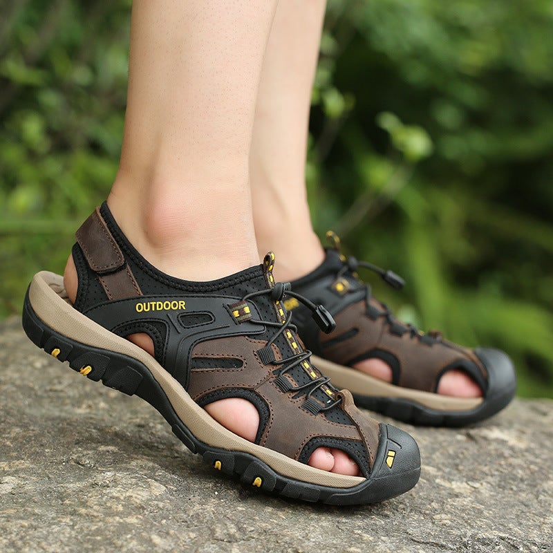 Large Size 45464748 Summer Sandals Men'S Cowhide Toe Soft Bottom Beach Shoes Outdoor Men'S Casual Sandals Men - Image 4
