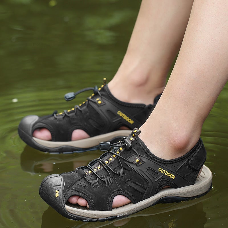 Large Size 45464748 Summer Sandals Men'S Cowhide Toe Soft Bottom Beach Shoes Outdoor Men'S Casual Sandals Men - Image 5