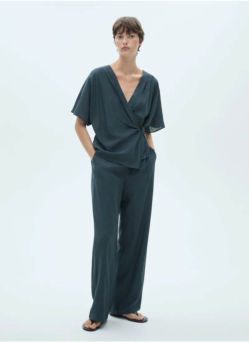 MANGO Flowy Trousers With Knot Detail
