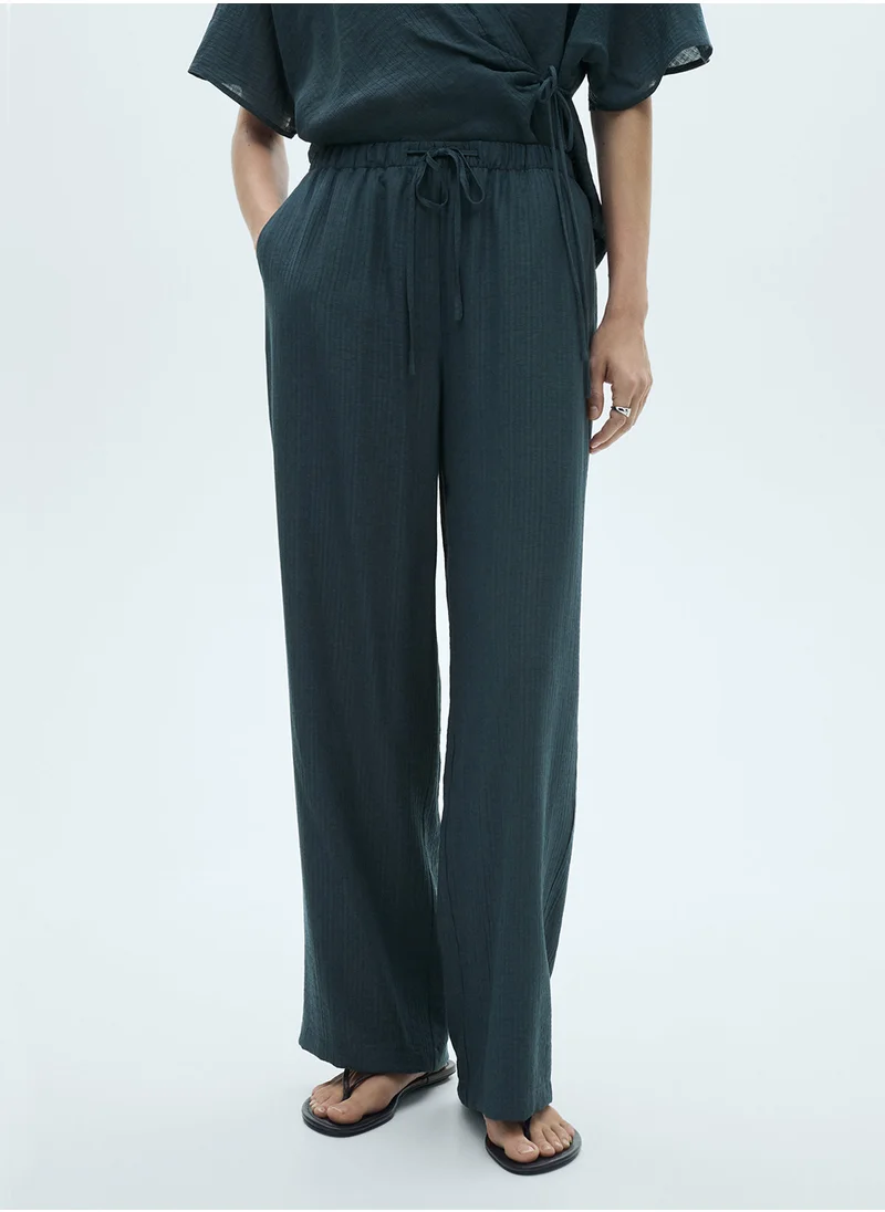 مانجو Flowy Trousers With Knot Detail