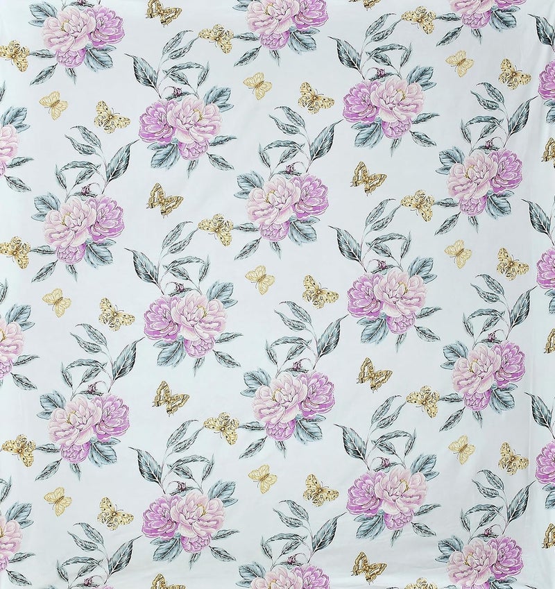 SHOMES Premium Cotton Flat Double Bedsheets with 2 King Size Pillow Covers Double Bed Breathable Wrinklefree Ultrasoft 220 TC Supersoft 90x90 Inches 7X75 Feet Floral Light Blue Butterfly - Image 3