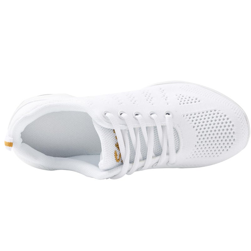 Linodes Women's Breathable Dance Sneaker with Split Sole and Air Cushion Jazz Dance Walking Shoes-White-5.5M - Image 4