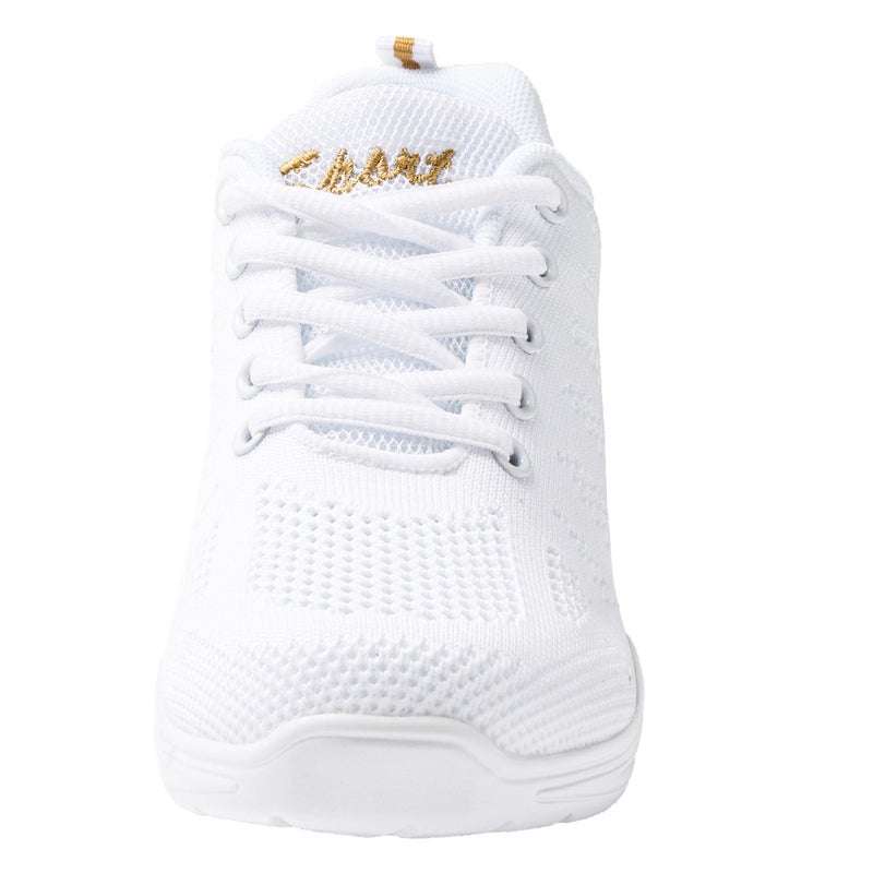 Linodes Women's Breathable Dance Sneaker with Split Sole and Air Cushion Jazz Dance Walking Shoes-White-5.5M - Image 3