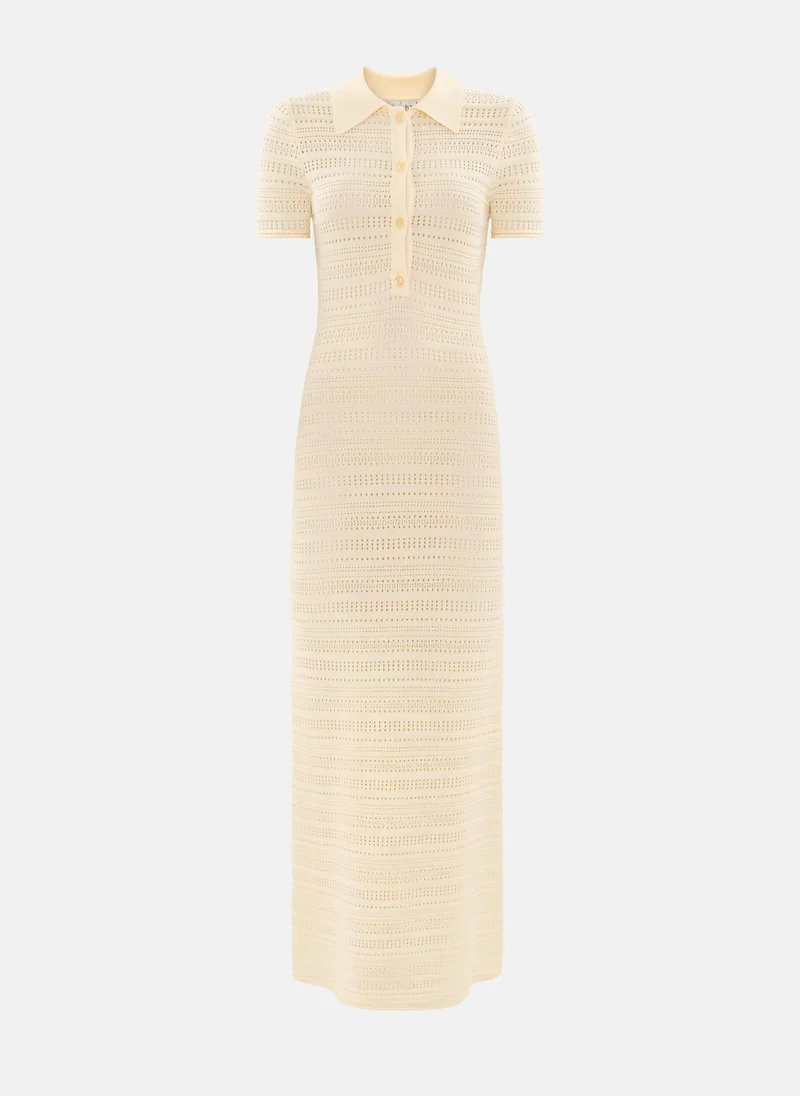 ليتشي فستان ماكسي محبوك مع ياقة بولو