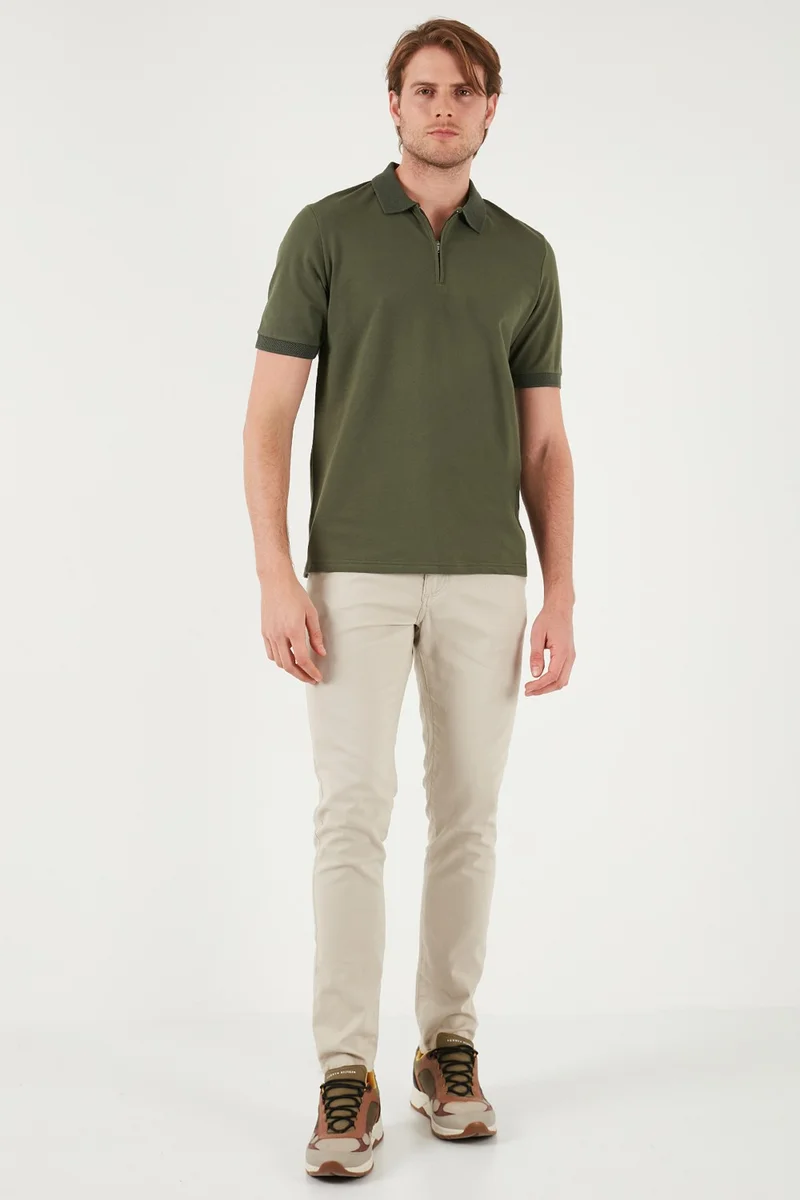 بوراتي Cotton Regular Fit Half Zipper Polo Neck T Shirt Men's Polo Neck T Shirt 5901029