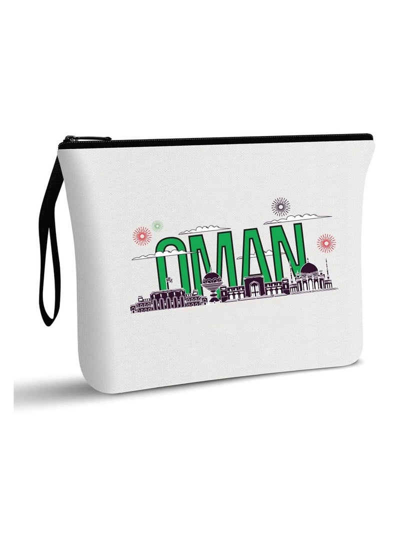 حقيبة مستحضرات التجميل لليوم الوطني العماني - احتفل بعمان في حقيبة مكياج أنيقة - حقيبة بسحاب كاملة - Image 1