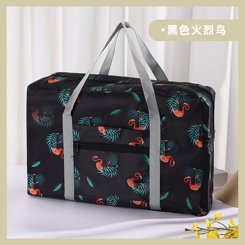 New Multi-Functional Foldable Travel Bag Black Flamingo 