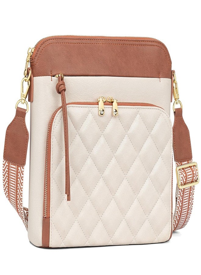 nuoku Crossbody Bag for Women,Small Lightweight Medium Shoulder Handbags Soft Leather Women's Crossbody Pursewith Tassel (Beige Brown-B) - Image 1
