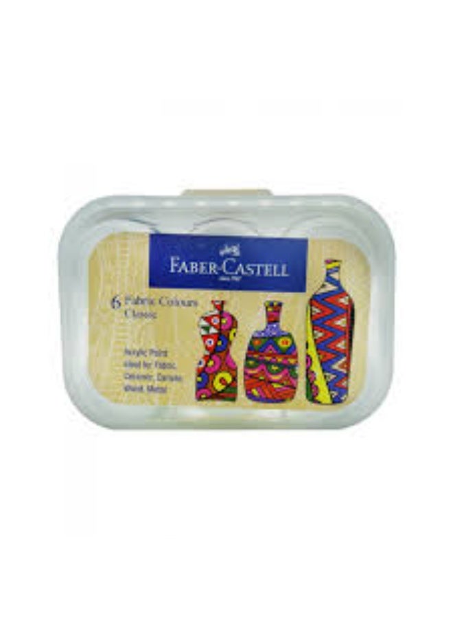 FABER-CASTELL Fabric Colors Classic Acrylic Paint – Ideal for Fabric, Ceramic, Canvas, Wood & Metal - Pack of 6 - Image 2