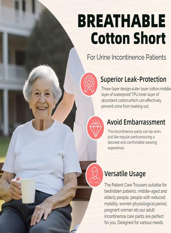 Yodilala TPU Waterproof and Leak-Proof Patient Care Long Pants,Reusable Incontinence Pants,Leak-Proof and Washable Urinary Incontinence Pants Suitable for Elderly(Gray, L - Image 4